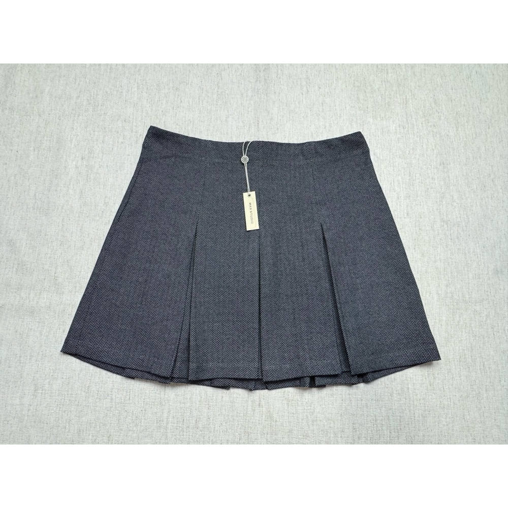 Max Studios Women’s Large Gray Pleated Mini Skirt Preppy Old Money Academia NWT